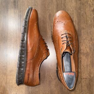 Cole Haan Zerogrand Wingtip Oxford British Tan Leather Casual Shoes Men 9